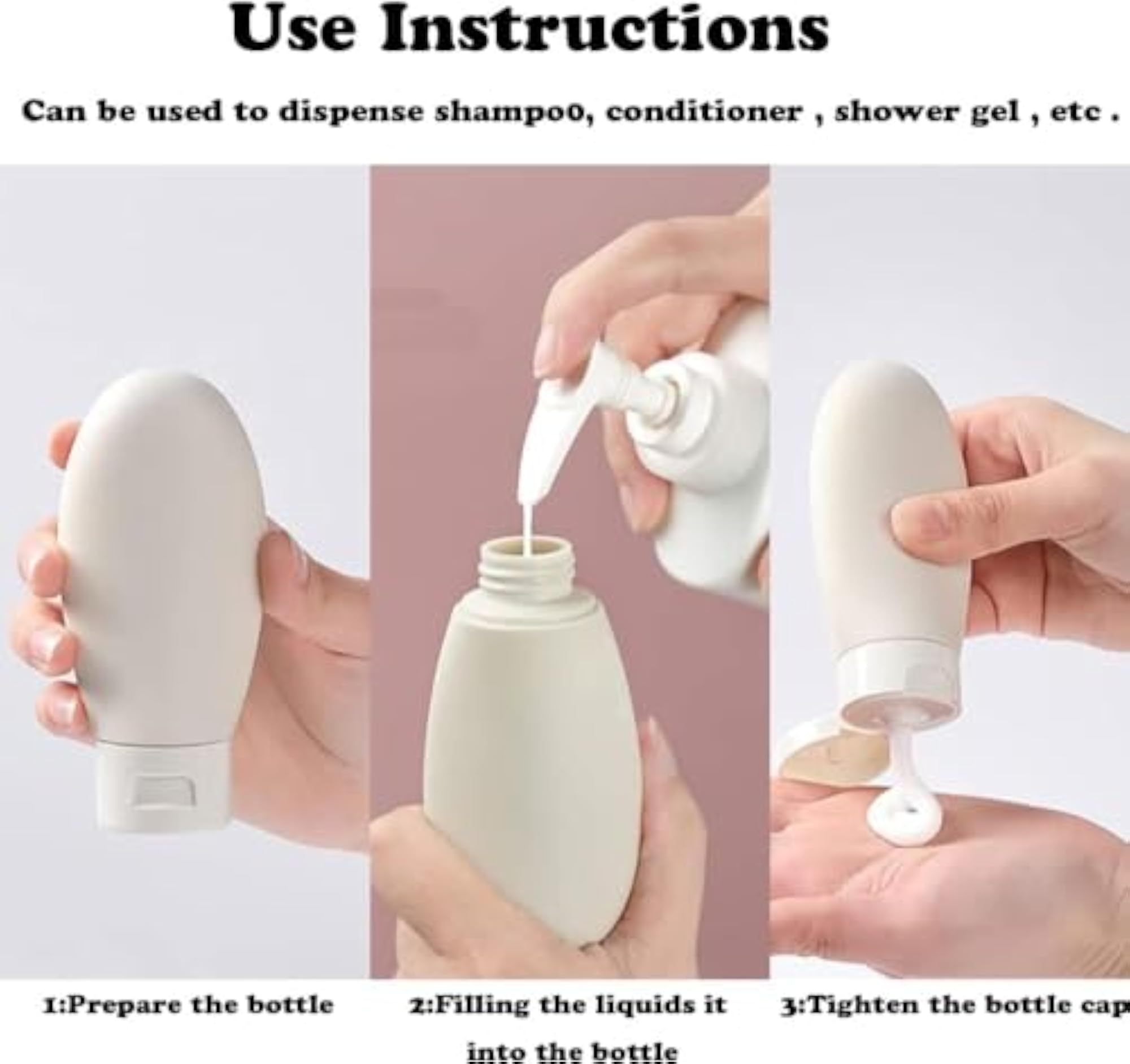 3-Piece Multicolor Travel Bottle Set, 60ml